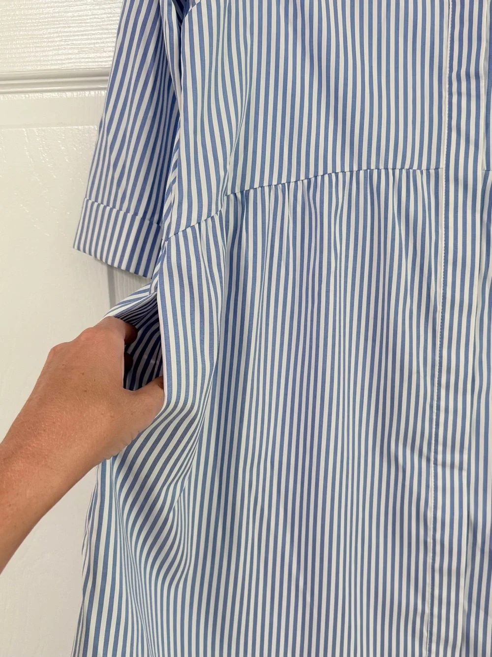 Tuckernuck Blue Stripe Royal Shirt Dress Small Mini Pockets